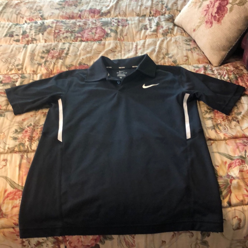 Nike boys black tennis collar shirt
